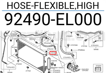 Nissan 92490EL000 HOSE-FLEXIBLE,HIGH