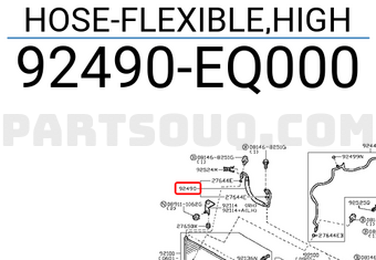 Nissan 92490EQ000 HOSE-FLEXIBLE,HIGH