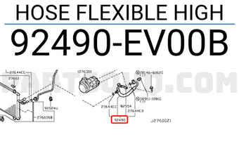 Nissan 92490EV00B HOSE FLEXIBLE HIGH