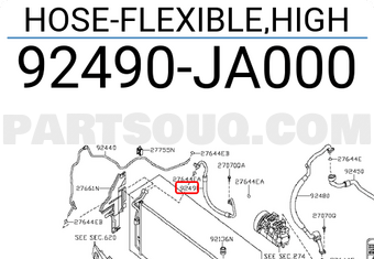 Nissan 92490JA000 HOSE-FLEXIBLE,HIGH
