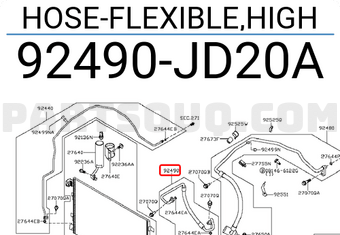 Nissan 92490JD20A HOSE-FLEXIBLE,HIGH
