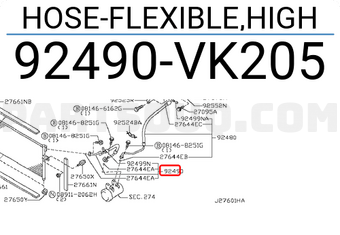 Nissan 92490VK205 HOSE-FLEXIBLE,HIGH