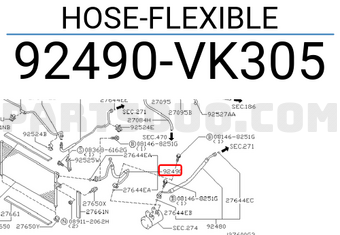 Nissan 92490VK305 HOSE-FLEXIBLE