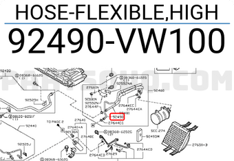 Nissan 92490VW100 HOSE-FLEXIBLE,HIGH