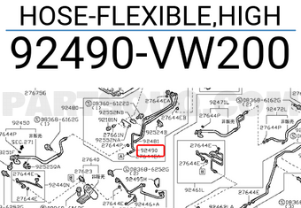 Nissan 92490VW200 HOSE-FLEXIBLE,HIGH