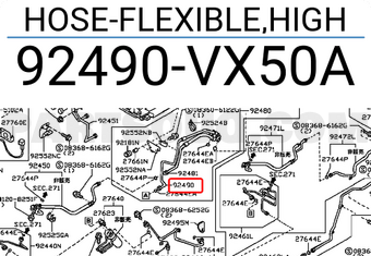 Nissan 92490VX50A HOSE-FLEXIBLE,HIGH