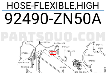 Nissan 92490ZN50A HOSE-FLEXIBLE,HIGH