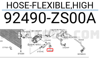 Nissan 92490ZS00A HOSE-FLEXIBLE,HIGH