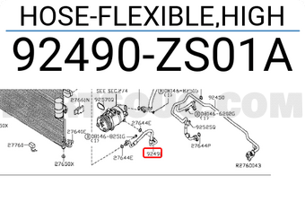 Nissan 92490ZS01A HOSE-FLEXIBLE,HIGH