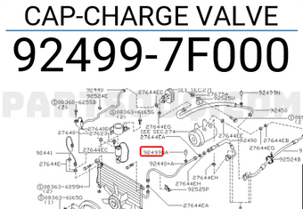Nissan 924997F000 CAP-CHARGE VALVE