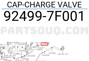 Nissan 924997F001 CAP-CHARGE VALVE