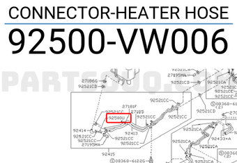 Nissan 92500VW006 CONNECTOR-HEATER HOSE