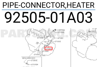 Nissan 9250501A03 PIPE-CONNECTOR,HEATER