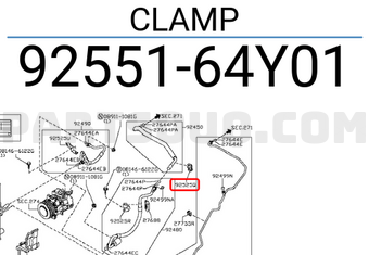 Nissan 9255164Y01 CLAMP