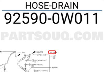 Nissan 925900W011 HOSE-DRAIN