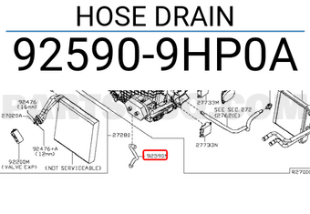 Nissan 925909HP0A HOSE DRAIN