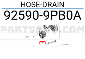 Nissan 925909PB0A HOSE-DRAIN