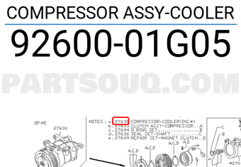 Nissan 9260001G05 COMPRESSOR ASSY-COOLER