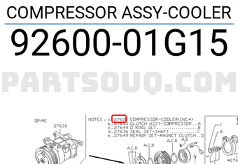 Nissan 9260001G15 COMPRESSOR ASSY-COOLER