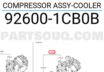 Nissan 926001CB0B COMPRESSOR ASSY-COOLER