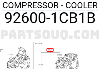Nissan 926001CB1B COMPRESSOR - COOLER