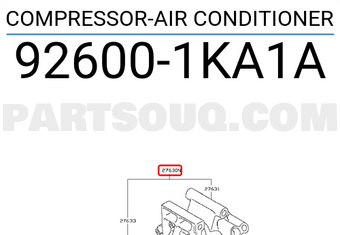 Nissan 926001KA1A COMPRESSOR-AIR CONDITIONER