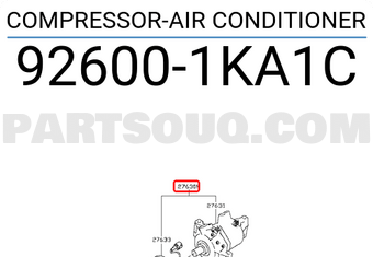 Nissan 926001KA1C COMPRESSOR-AIR CONDITIONER