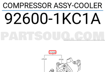 Nissan 926001KC1A COMPRESSOR ASSY-COOLER