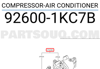 Nissan 926001KC7B COMPRESSOR-AIR CONDITIONER