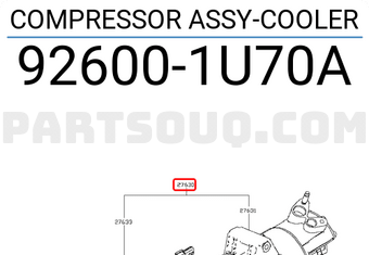 Nissan 926001U70A COMPRESSOR ASSY-COOLER