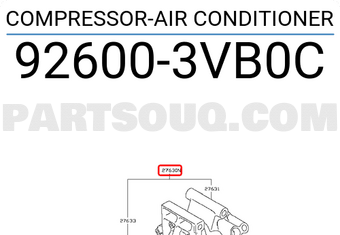 Nissan 926003VB0C COMPRESSOR-AIR CONDITIONER