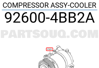 Nissan 926004BB2A COMPRESSOR ASSY-COOLER