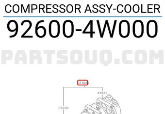 Nissan 926004W000 COMPRESSOR ASSY-COOLER
