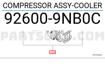 Nissan 926009NB0C COMPRESSOR ASSY-COOLER
