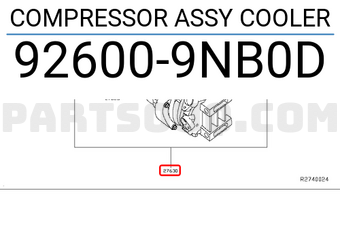 Nissan 926009NB0D COMPRESSOR ASSY COOLER