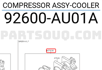 Nissan 92600AU01A COMPRESSOR ASSY-COOLER