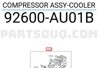 Nissan 92600AU01B COMPRESSOR ASSY-COOLER