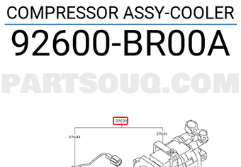 Nissan 92600BR00A COMPRESSOR ASSY-COOLER