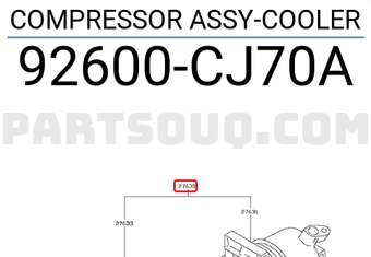 Nissan 92600CJ70A COMPRESSOR ASSY-COOLER
