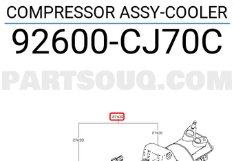 Nissan 92600CJ70C COMPRESSOR ASSY-COOLER