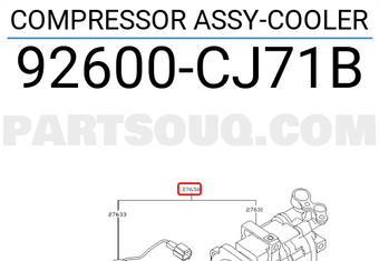 Nissan 92600CJ71B COMPRESSOR ASSY-COOLER