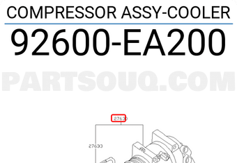 Nissan 92600EA200 COMPRESSOR ASSY-COOLER