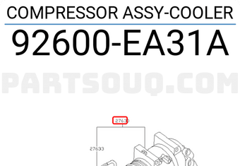 Nissan 92600EA31A COMPRESSOR ASSY-COOLER