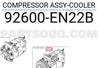 Nissan 92600EN22B COMPRESSOR ASSY-COOLER