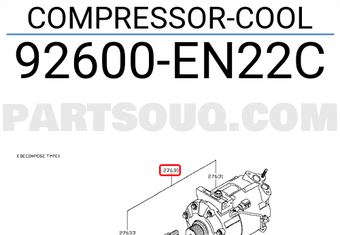 Nissan 92600EN22C COMPRESSOR-COOL