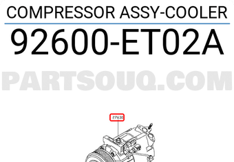 Nissan 92600ET02A COMPRESSOR ASSY-COOLER