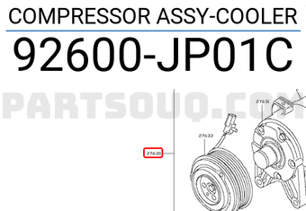 Nissan 92600JP01C COMPRESSOR ASSY-COOLER