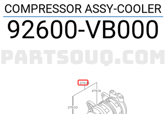 Nissan 92600VB000 COMPRESSOR ASSY-COOLER