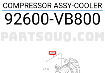 Nissan 92600VB800 COMPRESSOR ASSY-COOLER