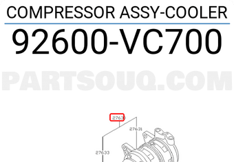 Nissan 92600VC700 COMPRESSOR ASSY-COOLER
